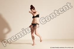 Underwear Martial art Woman White Moving poses Slim medium brown Dynamic poses Academic